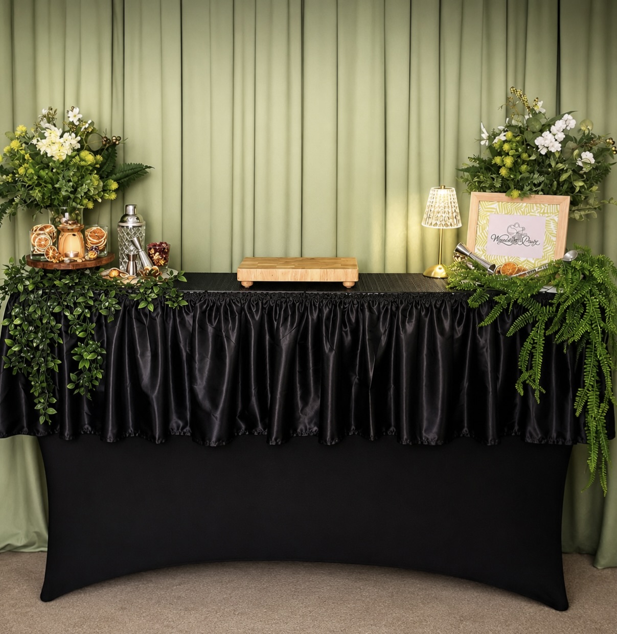 Full Wander Pourz botanical mobile bar setup
