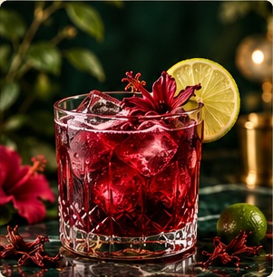 Illustrative Desert Bloom cocktail presentation