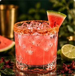 Illustrative Watermelon Wander cocktail presentation